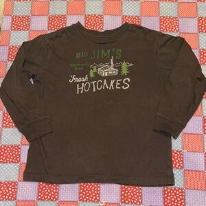 Crewcuts Brown Long Sleeve Tee with Hotcakes Design Boys 4/5